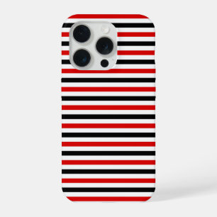 Rood zwart en wit strepen ontwerp iPhone 15 pro case