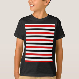 Rood zwart en wit strepen ontwerp t-shirt