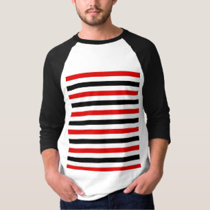 Rood zwart en wit strepen ontwerp t-shirt