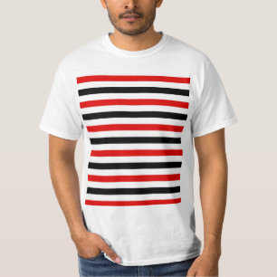 Rood zwart en wit strepen ontwerp t-shirt