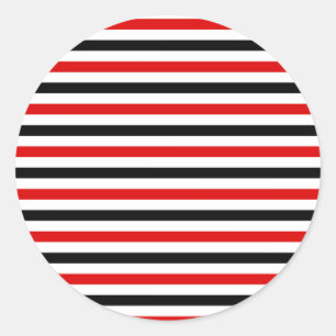 Rood Zwart En Wit Strepen Patroon Ronde Sticker