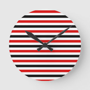 Rood Zwart En Wit Strepenpatroon Ronde Klok