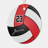 Rood, zwart en wit 🏐 Volleybal Keramisch Ornament (Links)