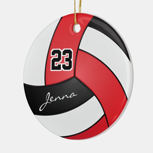 Rood, zwart en wit 🏐 Volleybal Keramisch Ornament (Links)