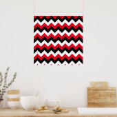 Rood zwart en wit Zigzag Poster (Keuken)