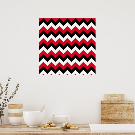 Rood zwart en wit Zigzag Poster (Keuken)