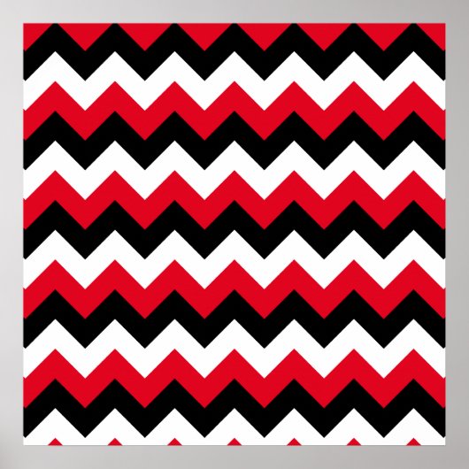 Rood zwart en wit Zigzag Poster (Voorkant)