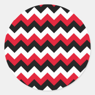 Rood zwart en wit Zigzag Ronde Sticker