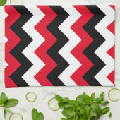 Rood zwart en wit Zigzag Theedoek (Gevouwen)