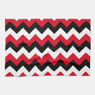 Rood zwart en wit Zigzag Theedoek
