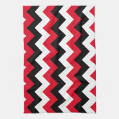 Rood zwart en wit Zigzag Theedoek (Verticaal)