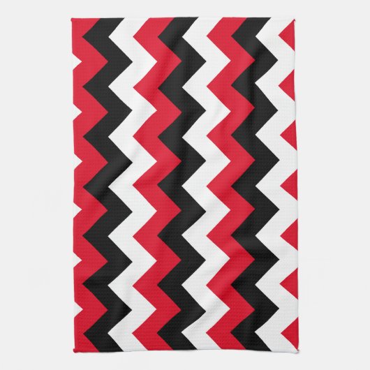 Rood zwart en wit Zigzag Theedoek (Verticaal)