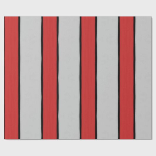 Rood Zwart en Witte Strepen Cadeaupapier (Vlak)
