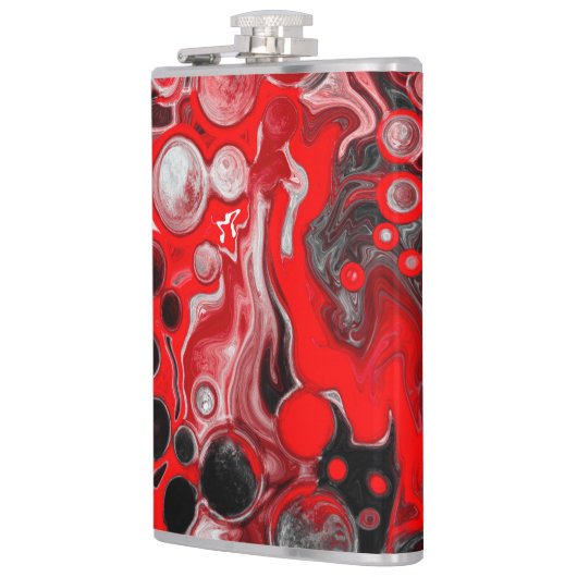 Rood, zwart en witvochtig tekenmarmer heupfles (Links)