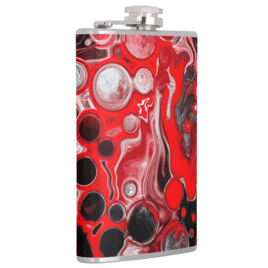 Rood, zwart en witvochtig tekenmarmer heupfles (Rechts)