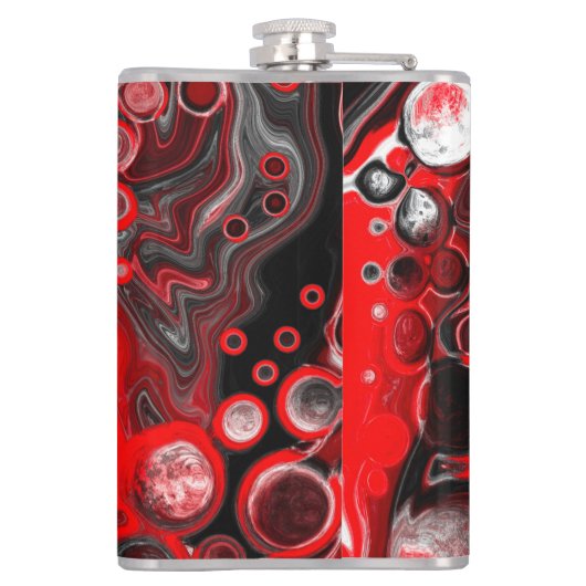 Rood, zwart en witvochtig tekenmarmer heupfles (Achterkant)