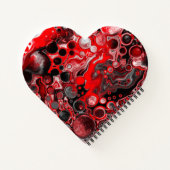 Rood, zwart en witvochtig tekenmarmer notitieboek (Achterkant)