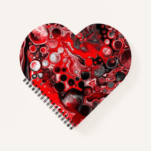 Rood, zwart en witvochtig tekenmarmer notitieboek (Voorkant)