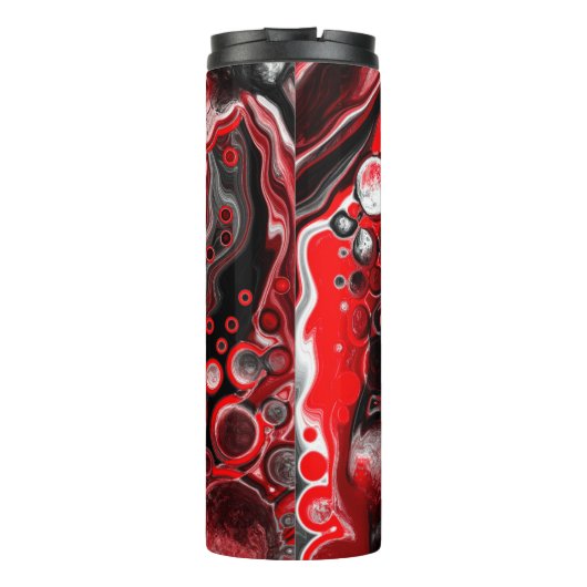 Rood, zwart en witvochtig tekenmarmer thermosbeker (Achterkant)