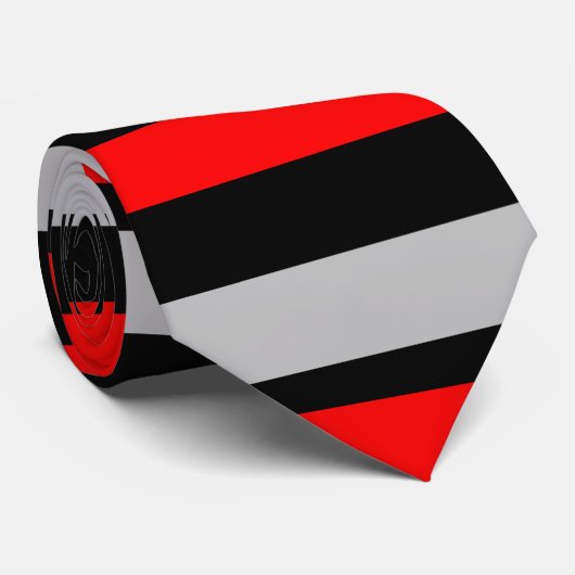 Rood zwart en zilver horizontaal gestreept Stropda Stropdas (Opgerold)