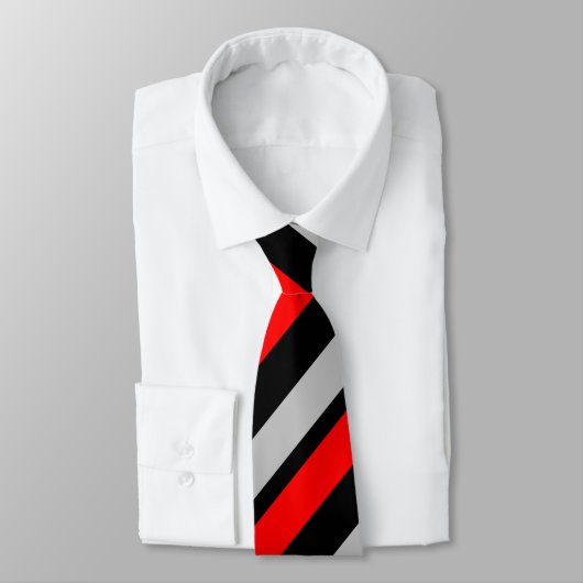 Rood zwart en zilver Regimental Stripe Stropdas (Gebonden)