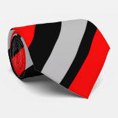 Rood zwart en zilver Regimental Stripe Stropdas (Opgerold)