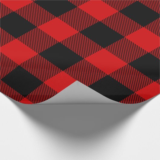 Rood Zwart Enorme Buffalo Plaid Lumberjack Tartan Cadeaupapier (Hoek)