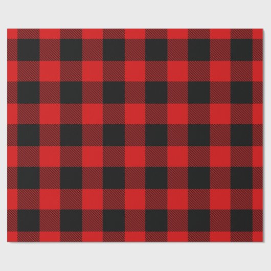 Rood Zwart Enorme Buffalo Plaid Lumberjack Tartan Cadeaupapier (Vlak)