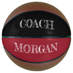 ROOD Zwart etsen Custom COACH NAAM Basketbal