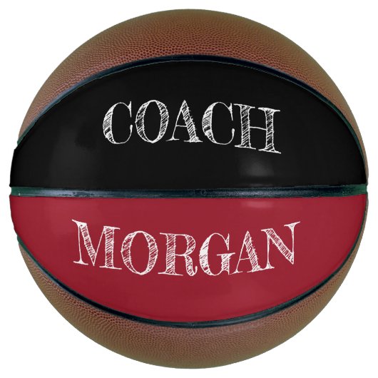 ROOD Zwart etsen Custom COACH NAAM Basketbal (Voorkant)