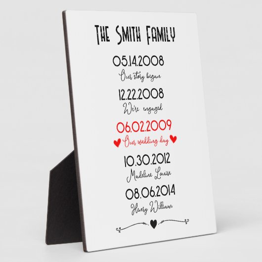 Rood Zwart Familie Belangrijke Data Herinnering Sp Fotoplaat (Zijkant)