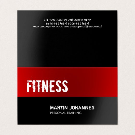 Rood Zwart Fitness Personal Trainer Bodybuilding Visitekaartje (Buitenkant ongevouwen)
