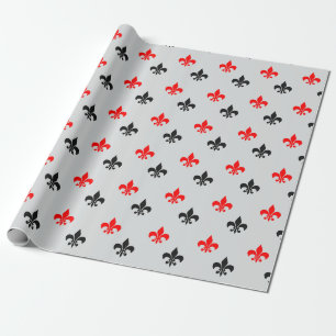 Rood Zwart Fleur De Lis Cadeaupapier