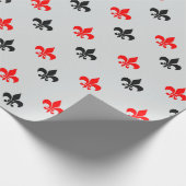 Rood Zwart Fleur De Lis Cadeaupapier (Hoek)