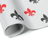 Rood Zwart Fleur De Lis Cadeaupapier (Rol Hoek)