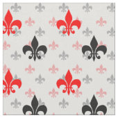 Rood Zwart Fleur De Lis Stof (Close Up)
