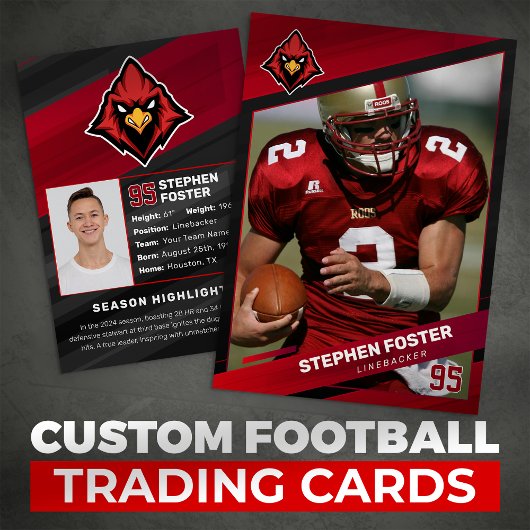 Rood & Zwart Football Trading Kaart Custom Logo Contactkaartje