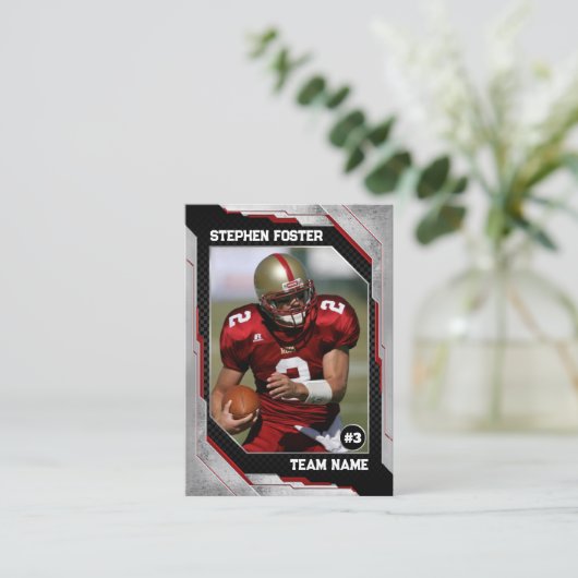 Rood & Zwart Football Trading Kaart Football Spele Contactkaartje (Staand voorkant)
