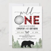 Rood Zwart Foto Wild One Lumberjack 1e Verjaardag Kaart (Voorkant)