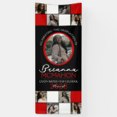 Rood & Zwart Fotocollage Afstuderen Vinyl Spandoek (Verticaal)