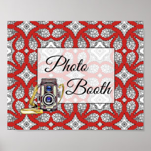 Rood, Zwart Fotohokje Huwelijksbord Poster