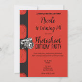 Rood Zwart Fotoshoot Fotografie Verjaardagsfeest Kaart (Voorkant)