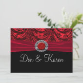 Rood & Zwart Gedrapeerde Barok Aankondiging (Staand voorkant)