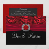 Rood & Zwart Gedrapeerde Barok Aankondiging (Voorkant / Achterkant)