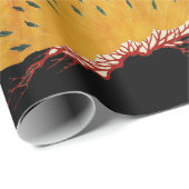 ROOD ZWART GEEL ABSTRACTE JAPANSE BLOEM CADEAUPAPIER (Rol Hoek)