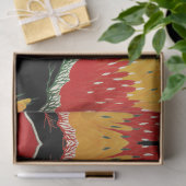 ROOD ZWART GEEL ABSTRACTE JAPANSE BLOEM TISSUEPAPIER (Geschenk)