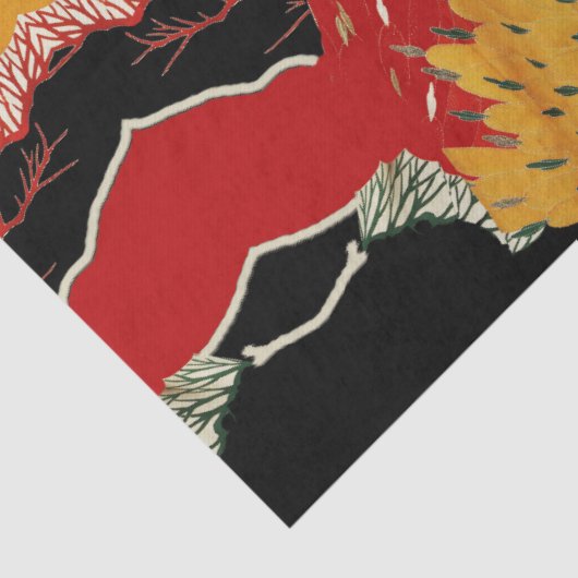 ROOD ZWART GEEL ABSTRACTE JAPANSE BLOEM TISSUEPAPIER (Detail)