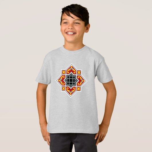  rood zwart geel Barcelona geometrische kunst T-shirt (Voorkant volledig)