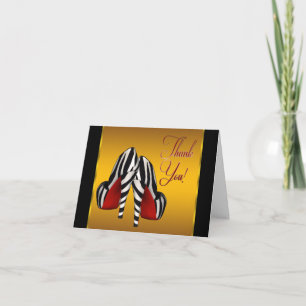 Rood Zwart Geel Goud Zebra Hoge Hakken Dank Je Bedankkaart