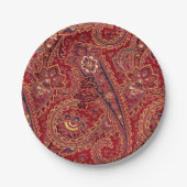 Rood, Zwart, Geel Wit  Paisley Bloemen Papieren Bordje (Voorkant)